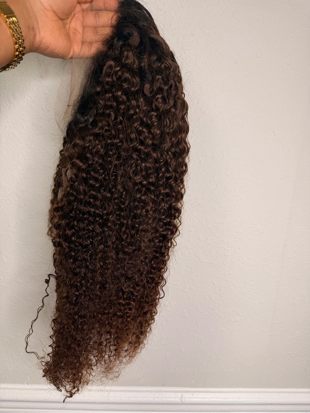 Natural Dark Brown Curly Lace Front Wig - Lightweight, Voluminous Style